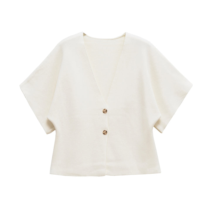 Damen leichte Strickjacke mit elegantem V-Ausschnitt und luxuriösen Knopfdetails Drune