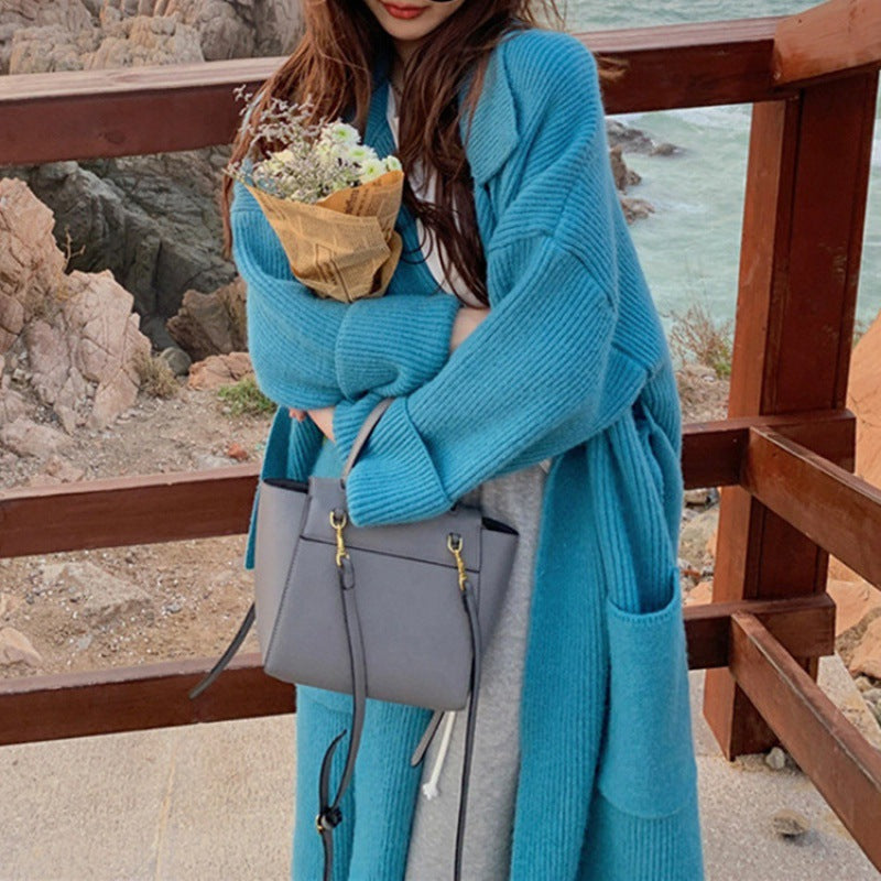 Damen Modische Langstrickjacke mit großzügigen Taschen und lässigem Schnitt Drune