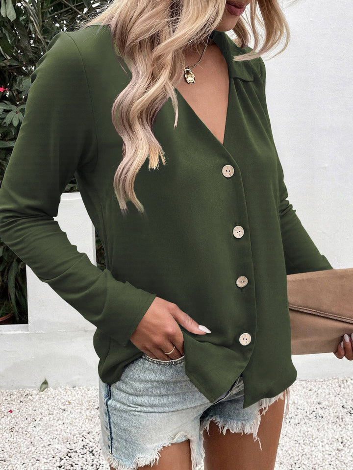 Damen Elegante Bluse mit Knopfleiste Drune