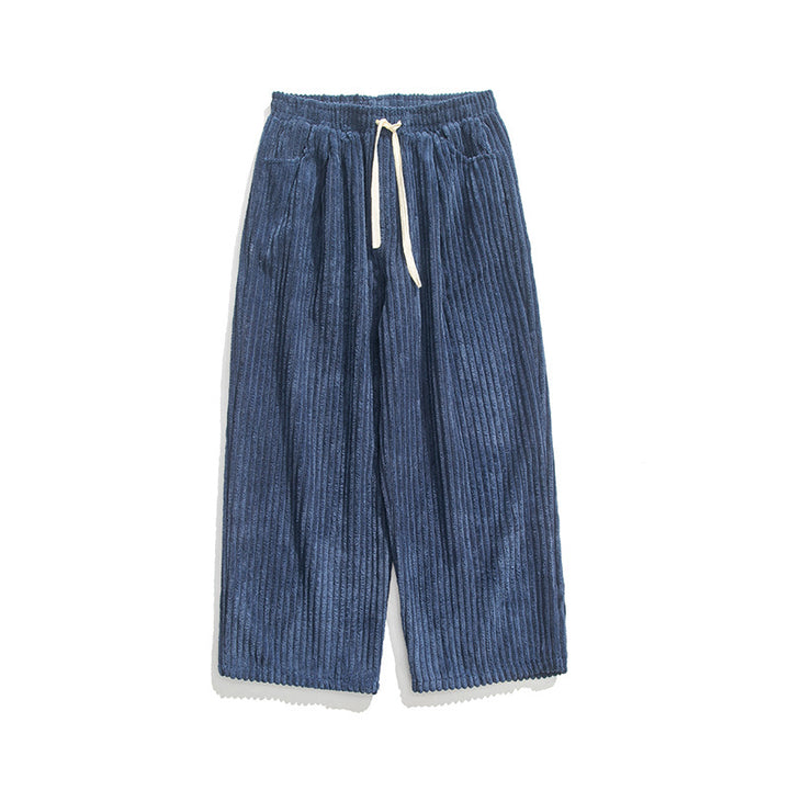 Herren Weit geschnittene Cordhose mit Tunnelzugbund und markanter Rippenstruktur Drune