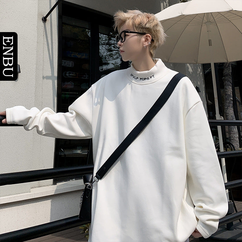 Herren Oversized Stehkragen-Sweatshirt aus Baumwoll-Mix mit Drop-Shoulder Drune