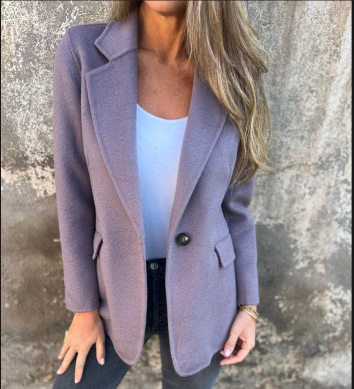 Damen elegante Blazerjacke aus weichem Fleece Drune