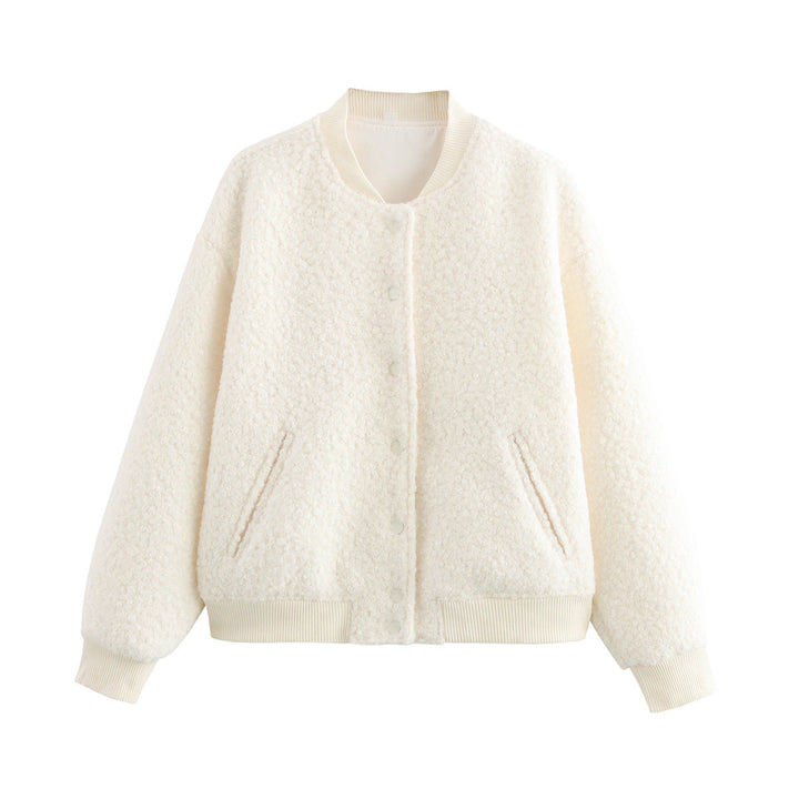 Damen kuschelige Fleece-Jacke im lässigen Stil mit praktischen Taschen Drune