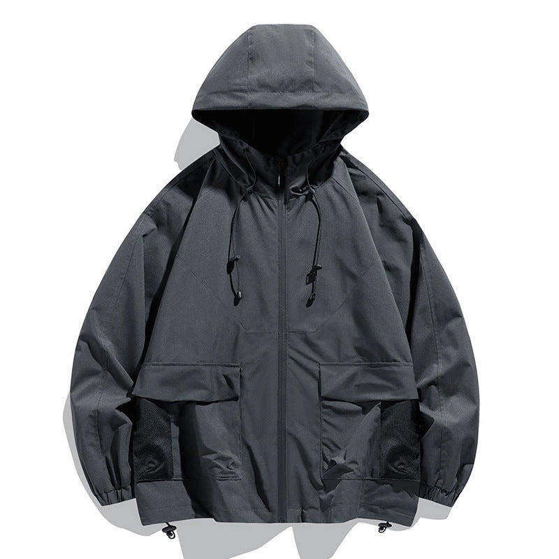Herren Oversize Utility-Softshelljacke mit Kapuze, aufgesetzten Taschen & verstellbarem Saum Drune
