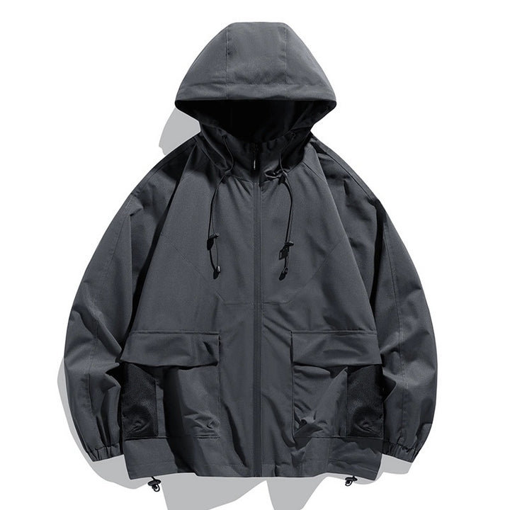 Herren Oversize Utility-Softshelljacke mit Kapuze, aufgesetzten Taschen & verstellbarem Saum Drune