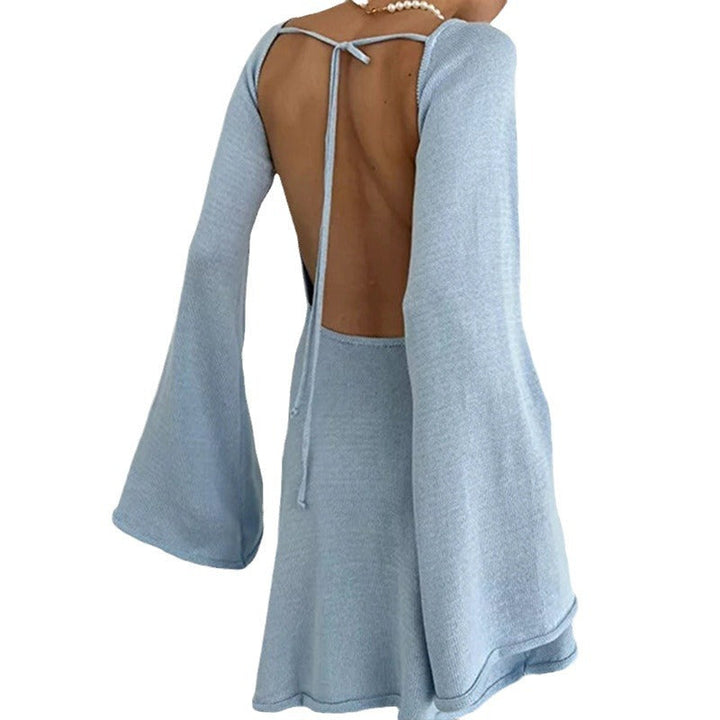 Damen elegantes Strickkleid mit weitem Ärmel und figurbetonter Silhouette Drune