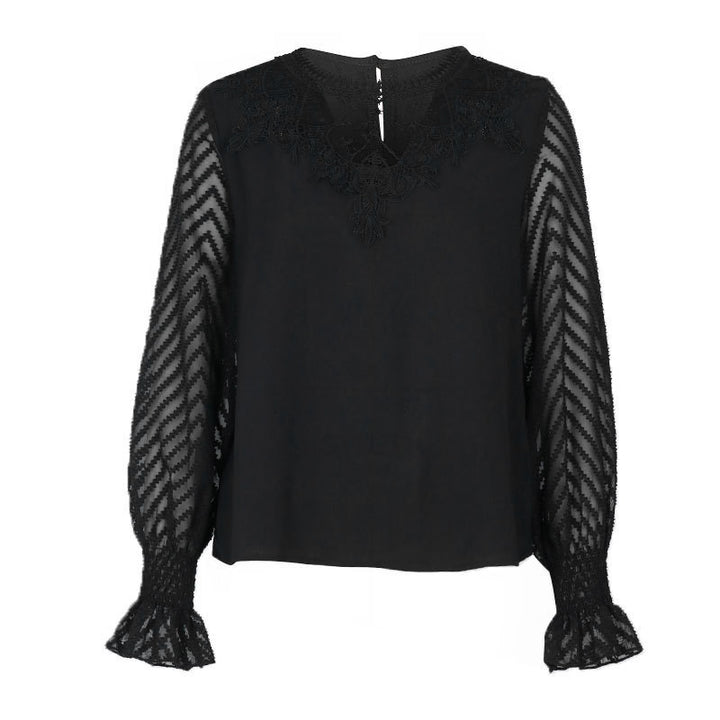 Damen Elegante Bluse mit Spitzenärmel Drune