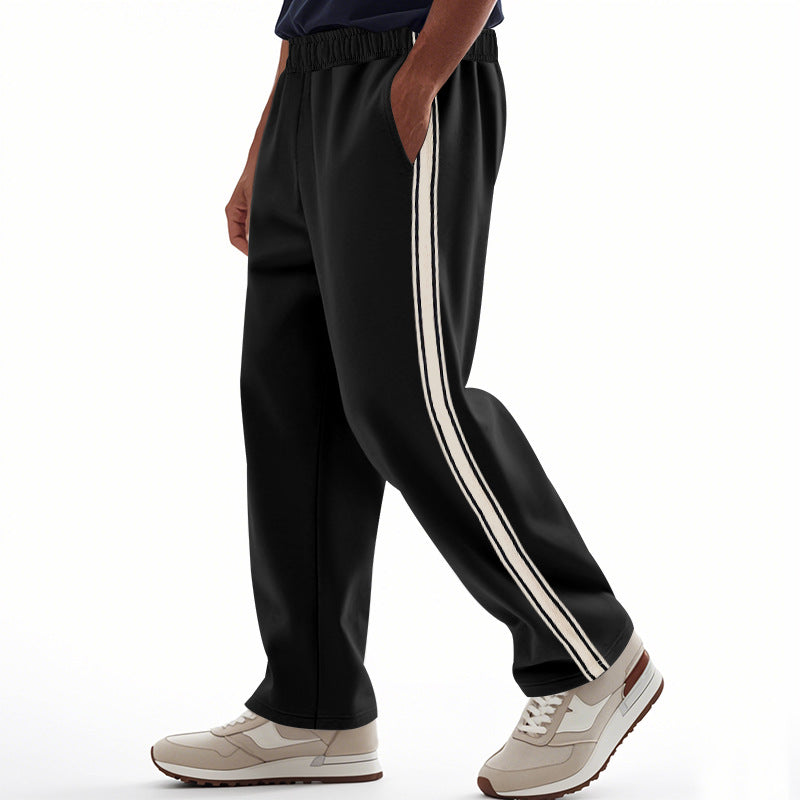 Herren nan weite Relax-Trackhose im Retro-Stil mit doppelter Seitenpaspel und elastischem Komfortbund Drune