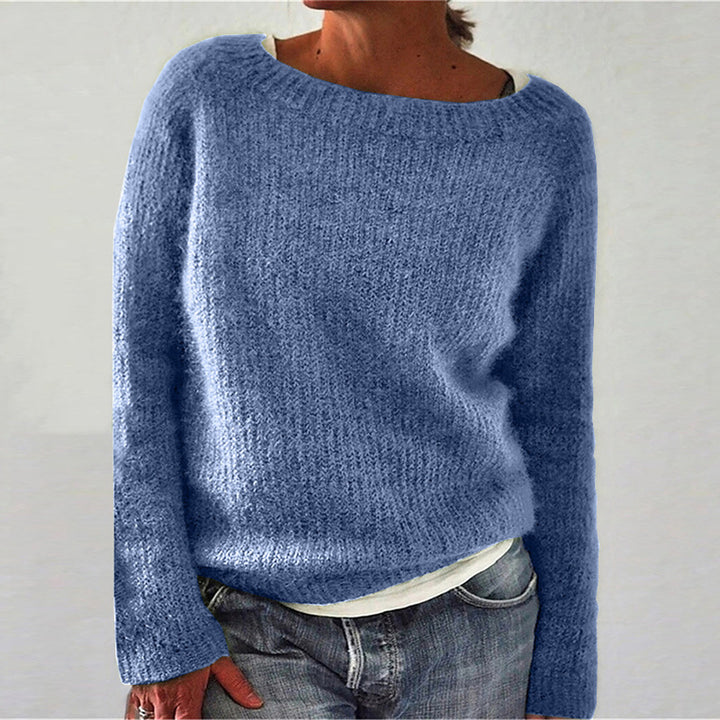Damen nan kuscheliger Grobstrickpullover mit Rundhalsausschnitt und lockerem Oversize-Schnitt Drune