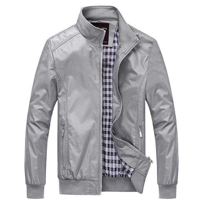 Herren Kurzblouson mit Stehkragen, Karo-Innenfutter und Rippenbündchen Drune