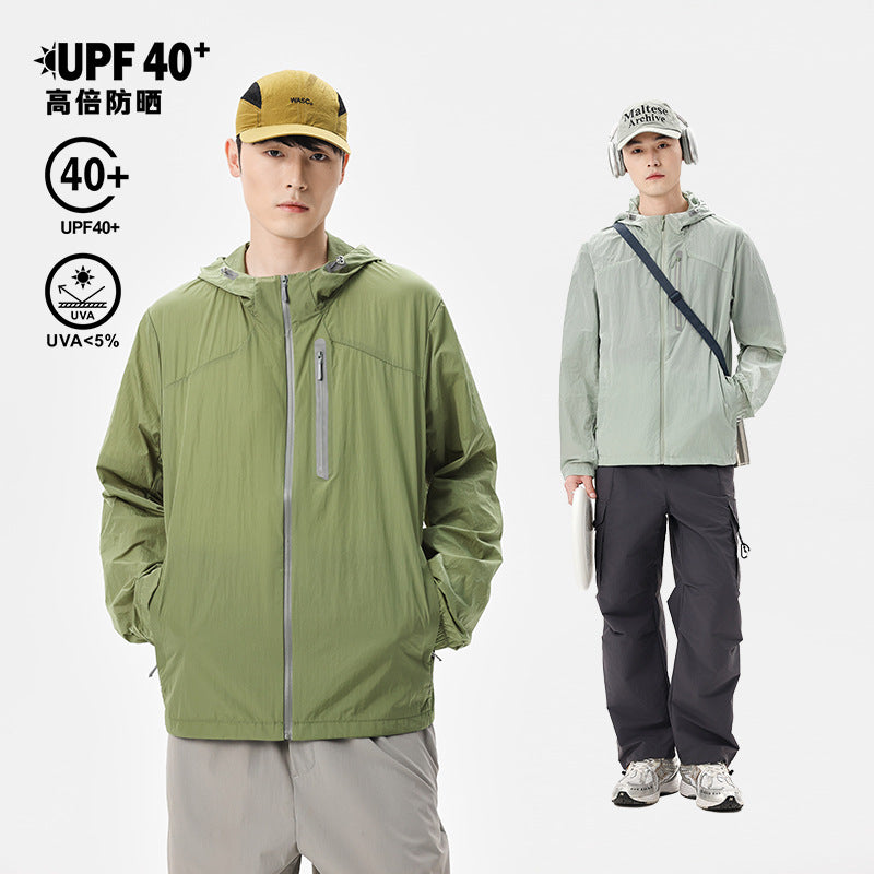Herren Ultraleichte Packbare Regen- und Windjacke mit Kapuze, versteckter Brusttasche und wasserabweisendem Shell Drune