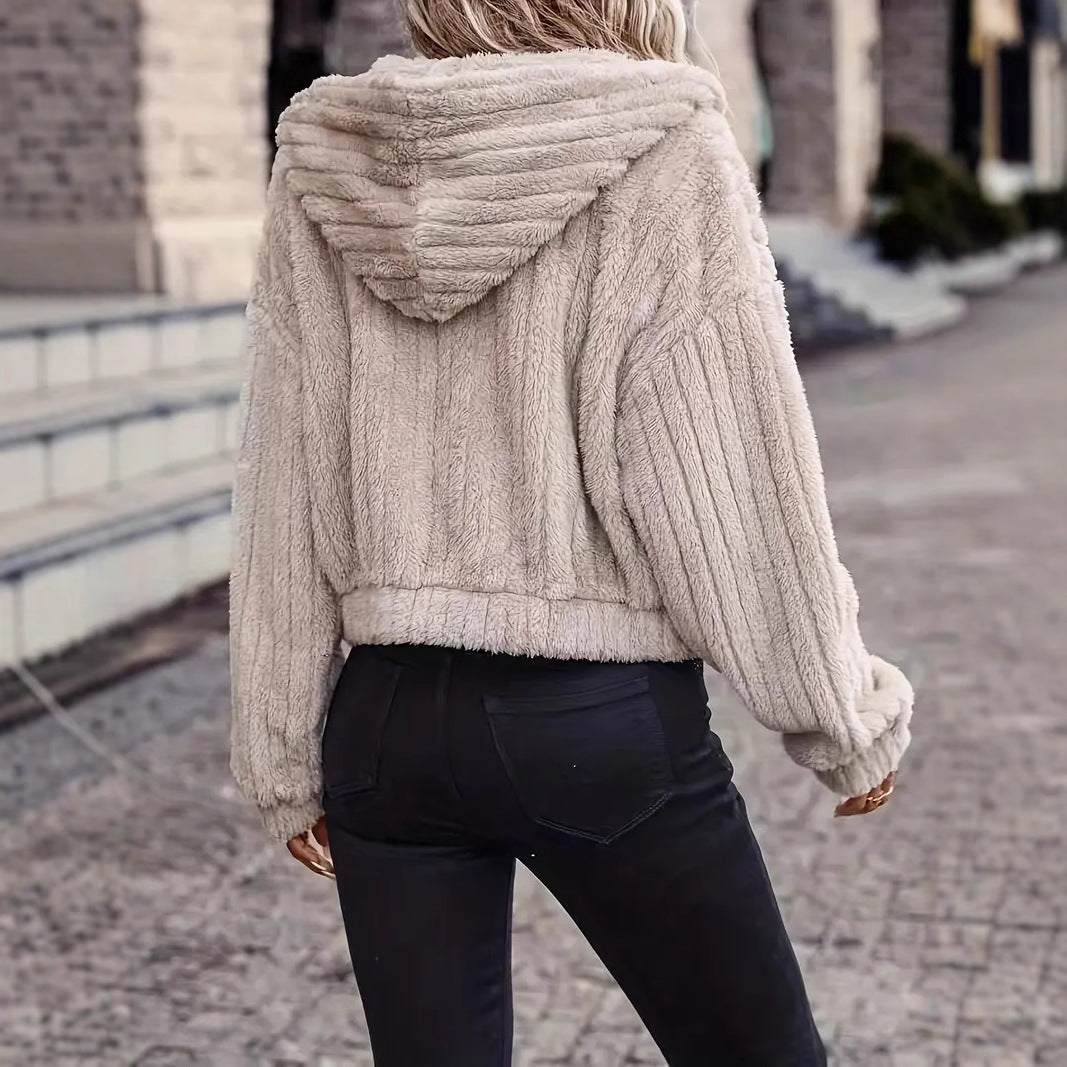 Damen weiche und stilvolle Fleecejacke mit hohem Kragen Drune