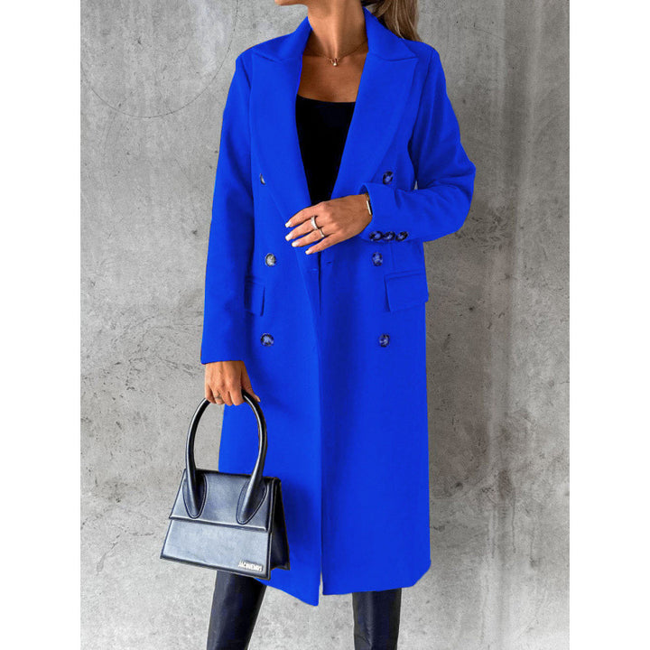 Damen Eleganter Doppelreihiger Mantel mit hochmodernem Schnitt Drune