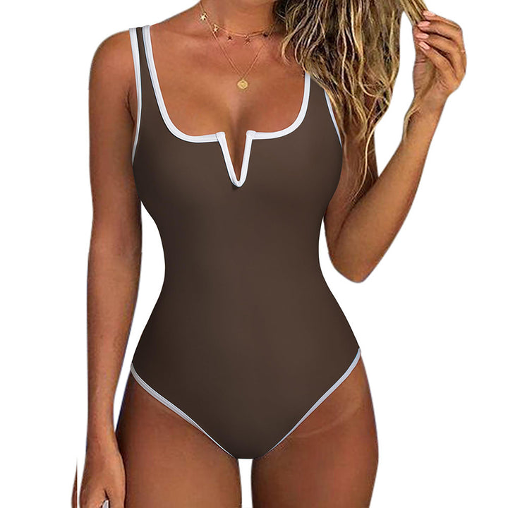 Damen Stilvoller Schwimmanzug mit V-Ausschnitt Drune