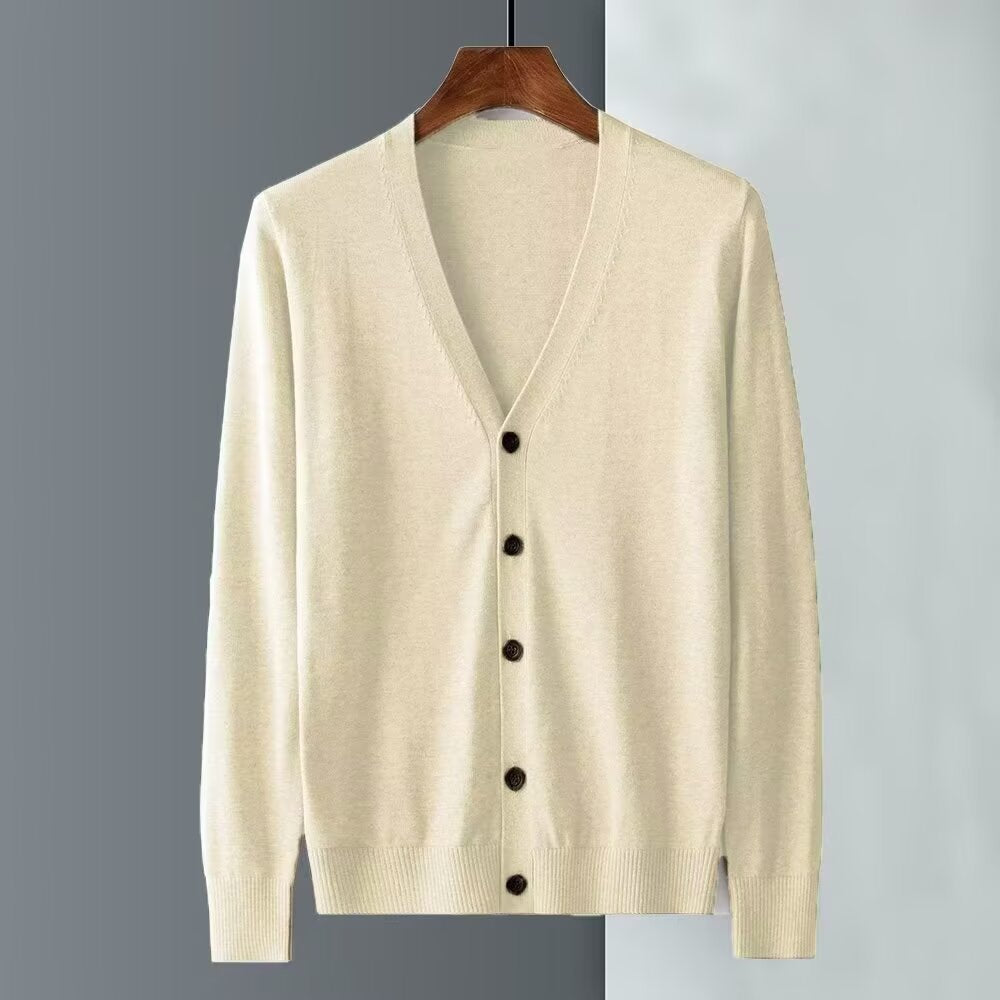 Herren Elegante Strickjacke mit V-Ausschnitt und Knopfverschluss Drune