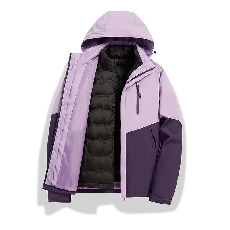 Damen 2-in-1 wasserdichte Winterjacke mit abnehmbarer Daunen-Innenweste Drune