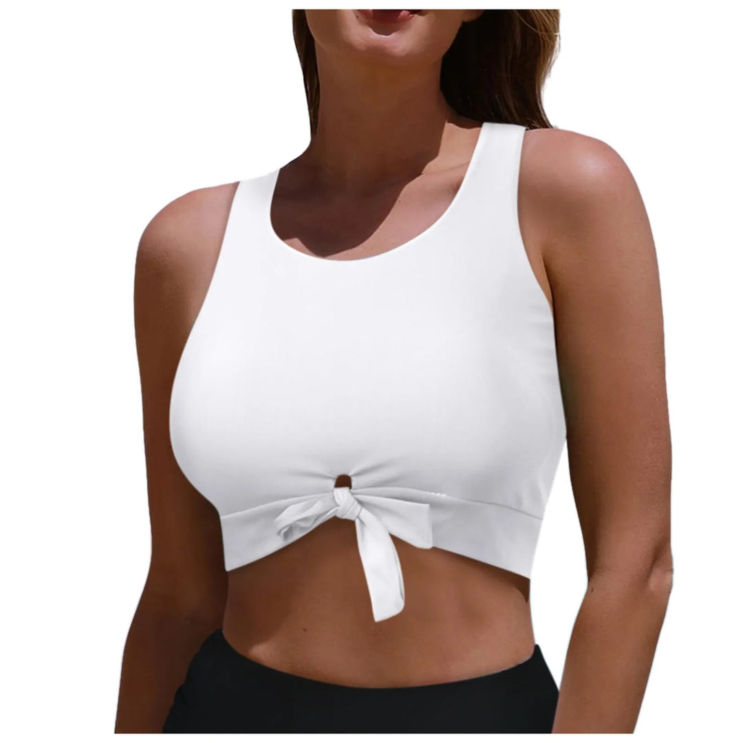 Damen Sportlicher Crop-Top mit Schlaufenbindung Drune