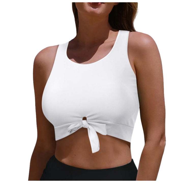 Damen Sportlicher Crop-Top mit Schlaufenbindung Drune