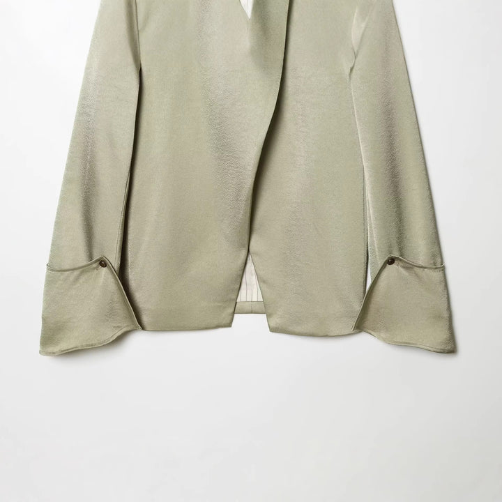Damen Asymmetrischer Cape-Mantel mit Stehkragen und Zierknopfleiste Drune