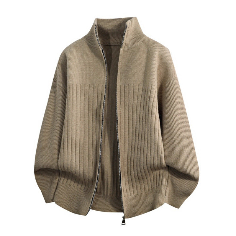 Herren modische Strickjacke mit hohem Kragen und strukturiertem Design Drune