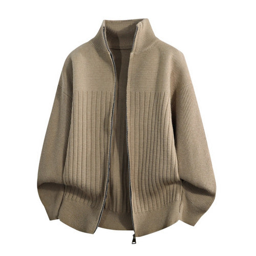 Herren modische Strickjacke mit hohem Kragen und strukturiertem Design Drune