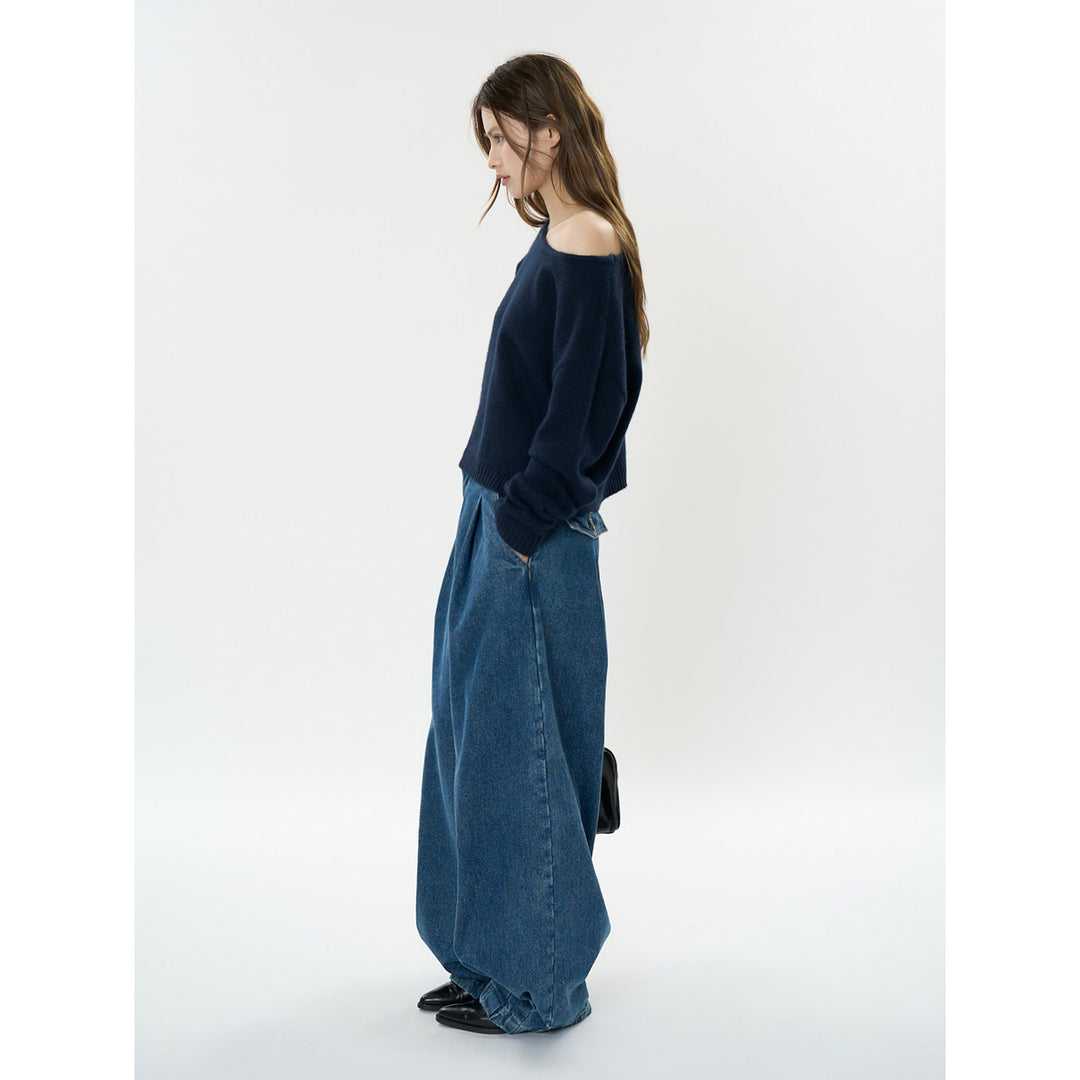 Damen Weicher Off-Shoulder Feinstrickpullover mit überschnittener Schulterpartie Drune
