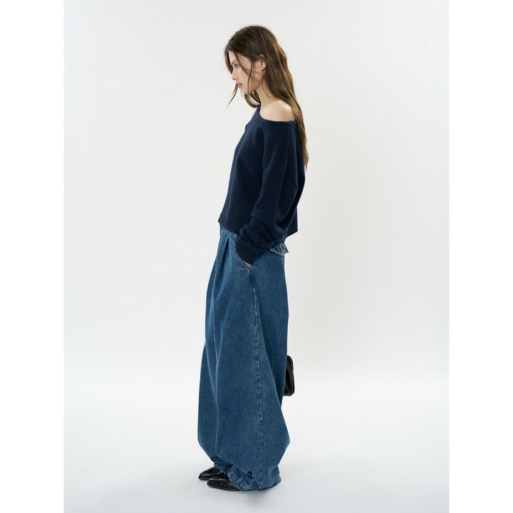 Damen Weicher Off-Shoulder Feinstrickpullover mit überschnittener Schulterpartie Drune