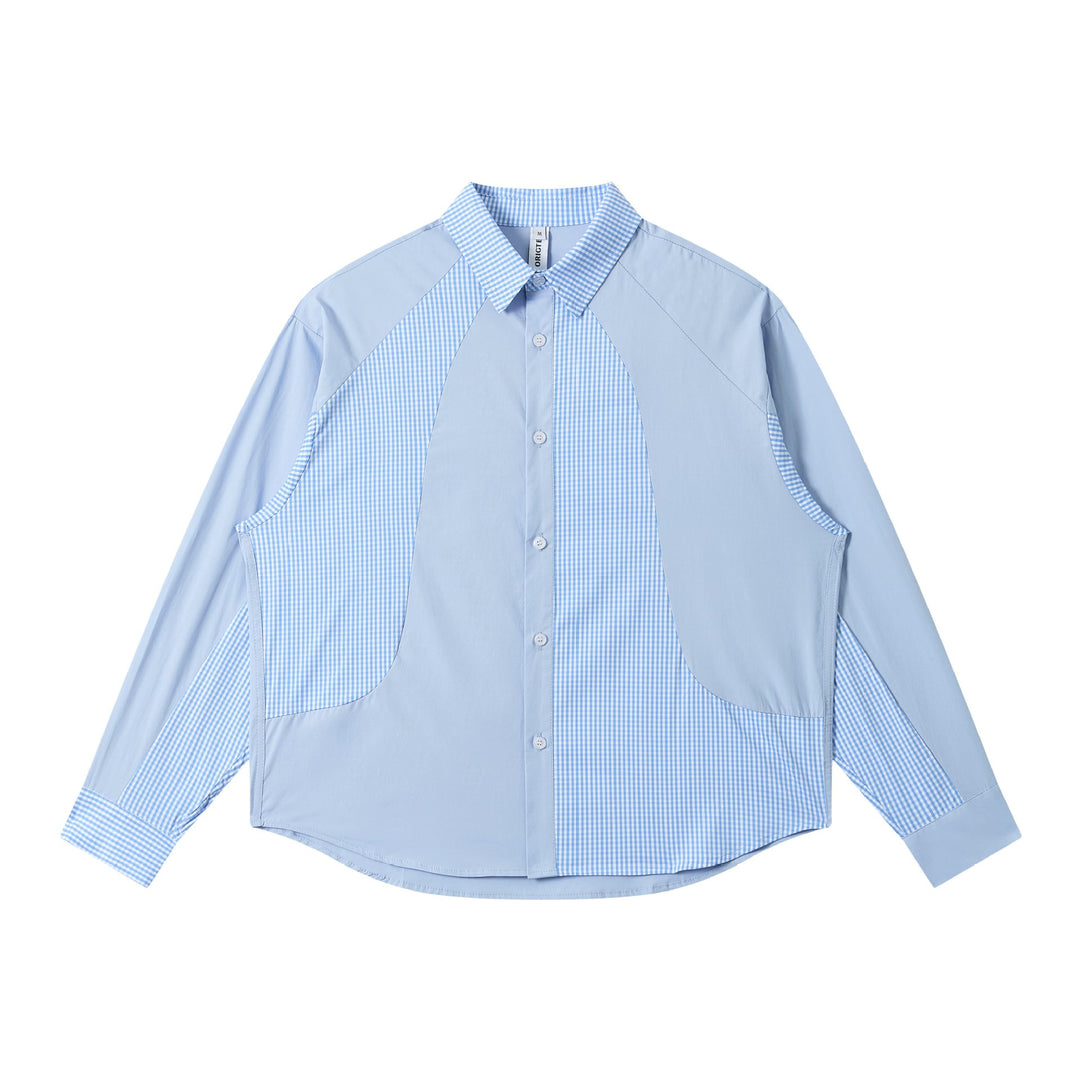 Damen Oversize-Hemd mit Karopanelen und Raglanärmeln Drune