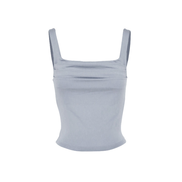 Damen modisches Crop-Top mit Quadrat-Ausschnitt und Raffung Drune