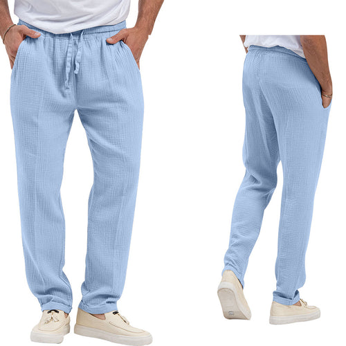 Herren nan lässige Leinen-Relaxhose mit elastischem Tunnelzugbund und praktischen Seitentaschen Drune