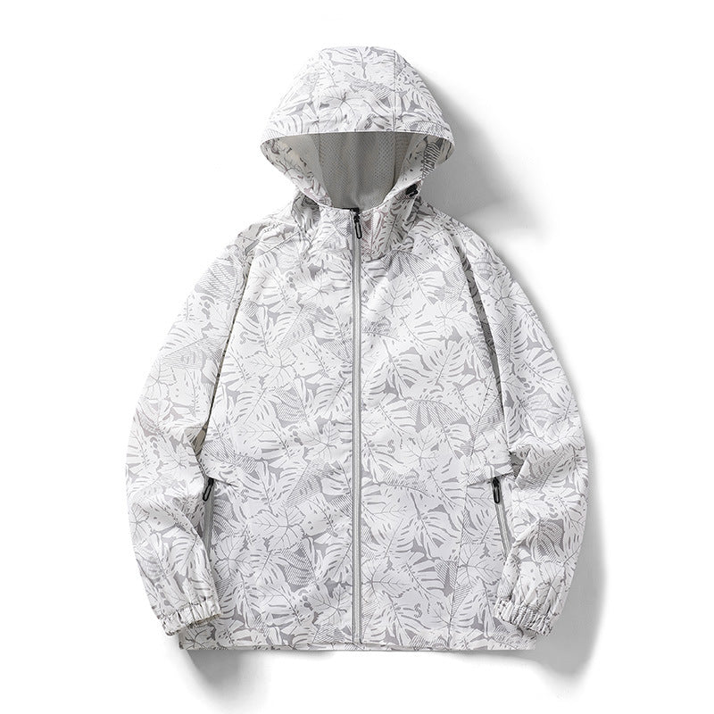 Herren Leichte Outdoor-Jacke mit Kapuze und floralem Design Drune