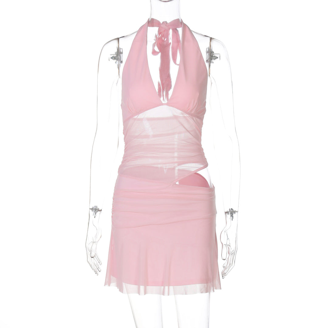 Damen Verspieltes Wickelkleid mit Neckholder-Design und Raffung Drune