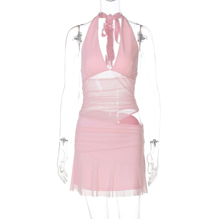 Damen Verspieltes Wickelkleid mit Neckholder-Design und Raffung Drune