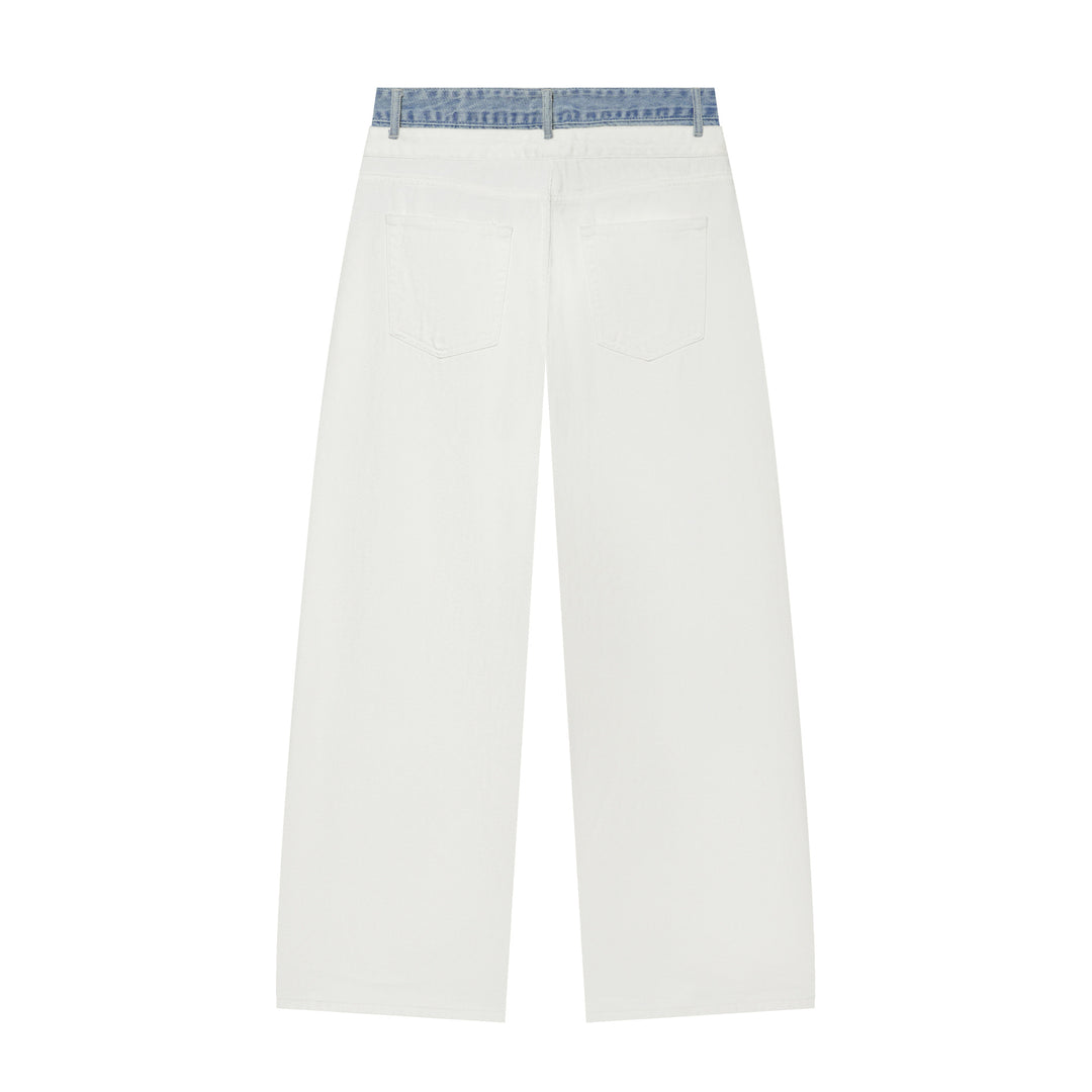 Damen Cropped-Jeans mit weitem Bein und kontrastierendem Bund Drune