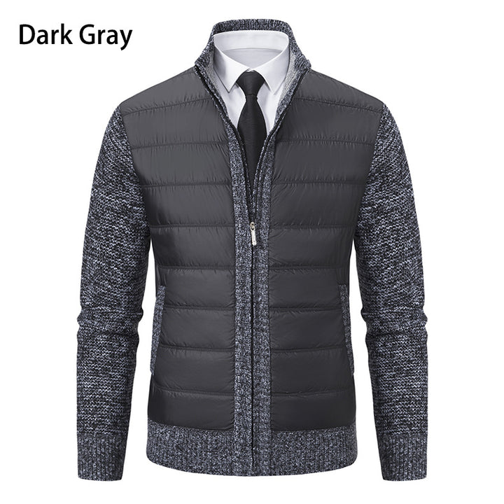 Herren nan gesteppte Hybrid-Strickjacke mit Stehkragen Reißverschluss und Eingrifftaschen Drune