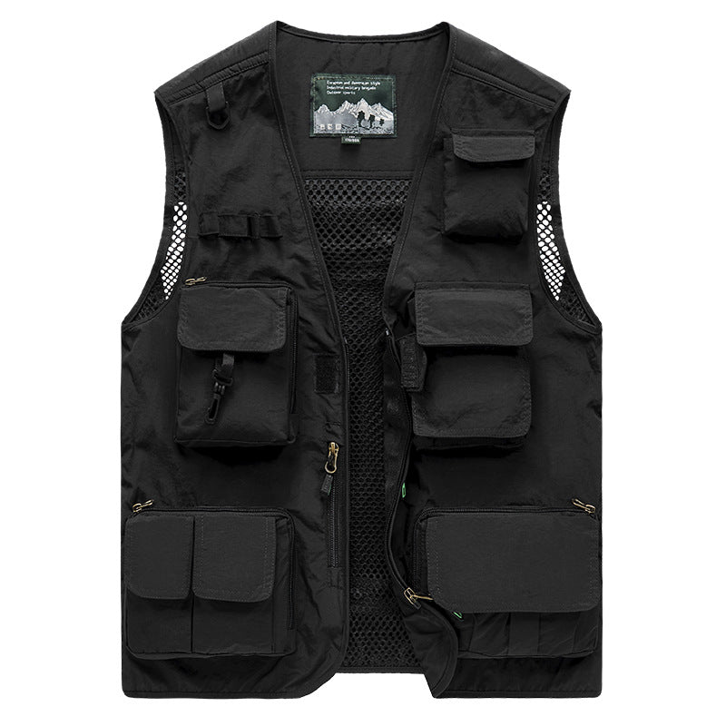 Herren Multifunktionale Angel- und Outdoorweste mit Mesh-Rücken und Mehrfachtaschen Drune