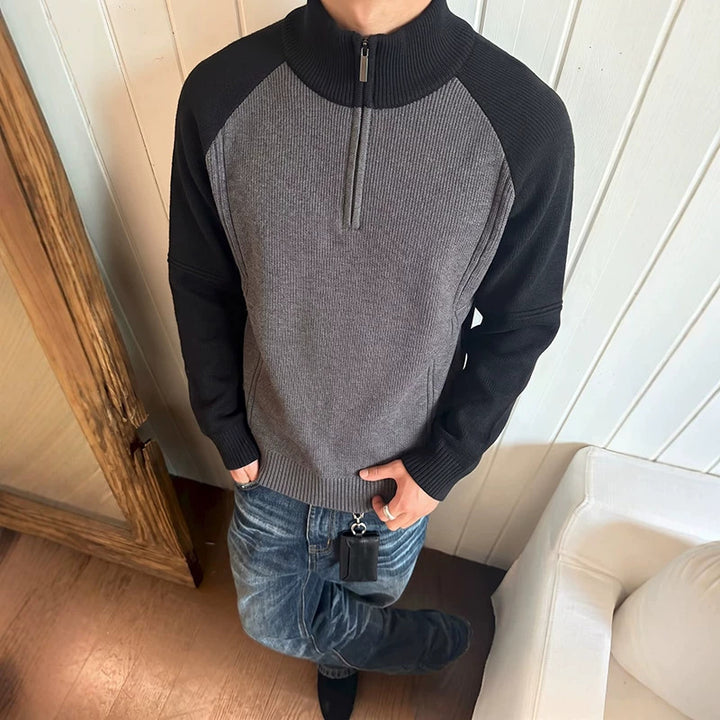 Herren Halbzip-Pullover mit Strickmuster Drune