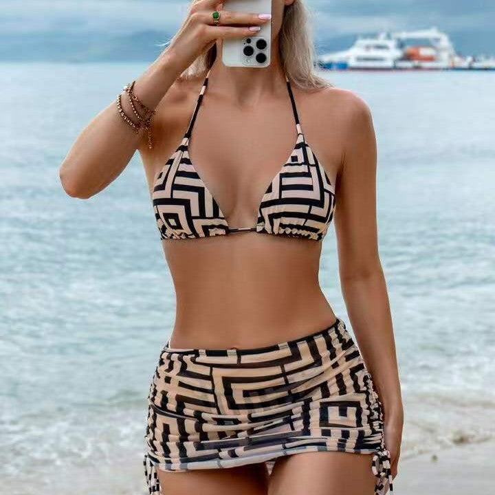 Damen Bikini-Set mit herausnehmbarem Bustier-Oberteil und verstellbarem Wickelrock Drune