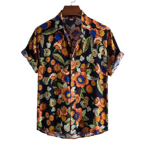 Damen Kurzarmhemd mit leichtem Blumenmuster und lässigem Schnitt Drune