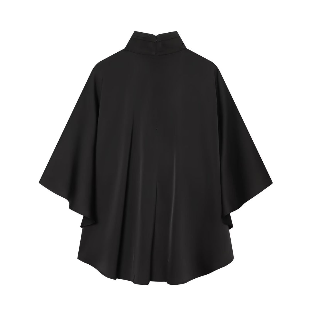 Damen Cape‑Mantel mit asymmetrischem Lagenfall und Stehkragen Drune