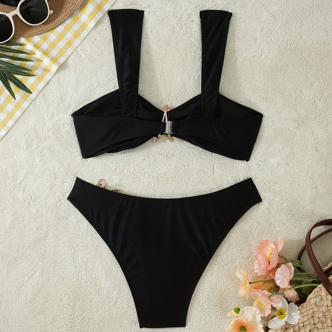 Damen Elegantes Bikini-Set mit glamourösen Sternenapplikationen Drune