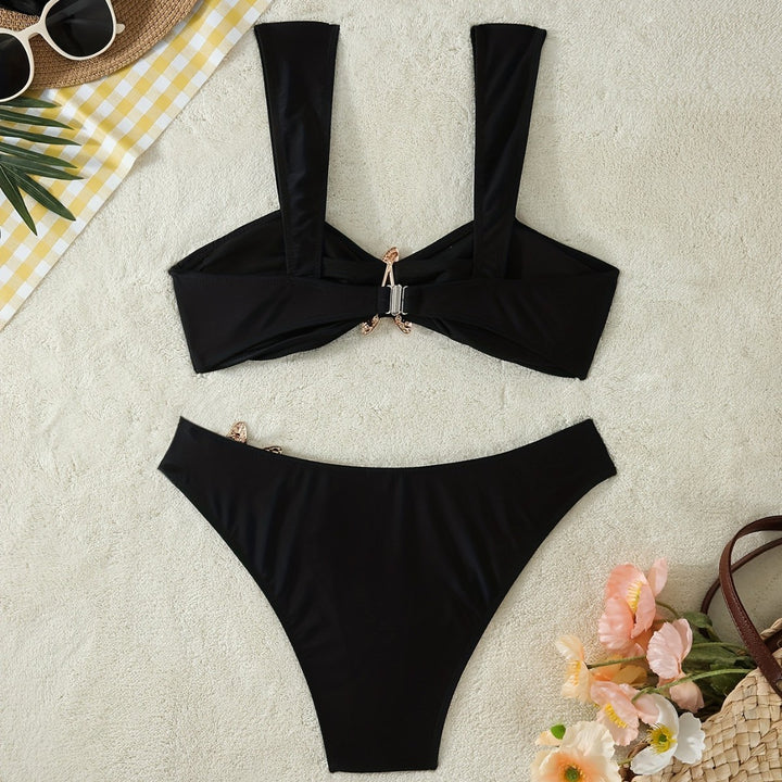 Damen Elegantes Bikini-Set mit glamourösen Sternenapplikationen Drune