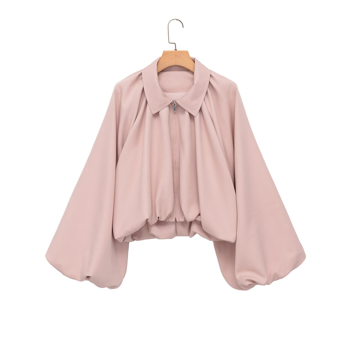 Damen Voluminöse Cropped Cape‑Jacke mit Ballonärmeln und Reißverschluss Drune