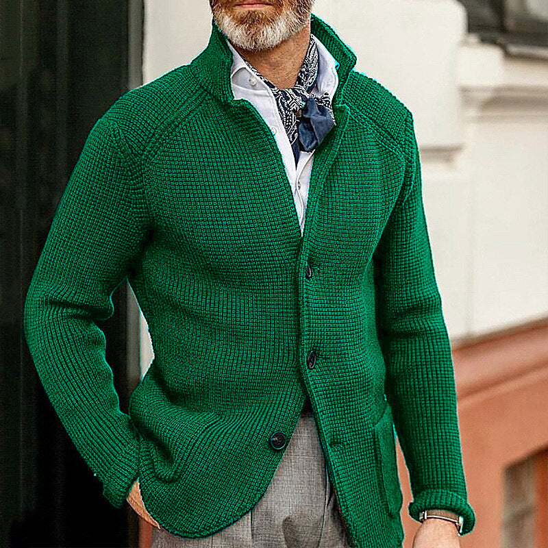 Herren Strickjacke mit Stehkragen und Strukturstrick Drune