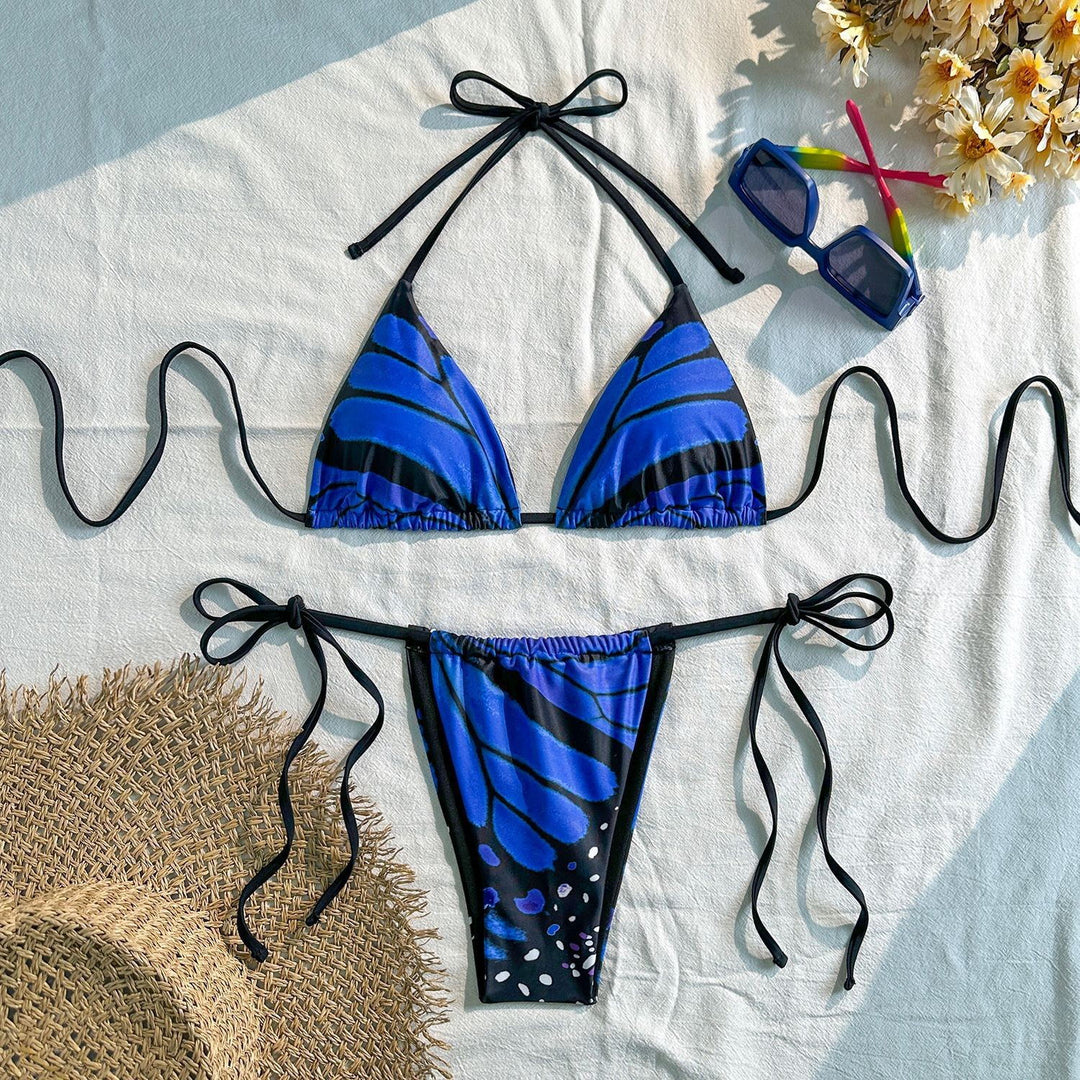 Damen Triangel-Bikini mit lebhaftem Schmetterlingsdesign Drune