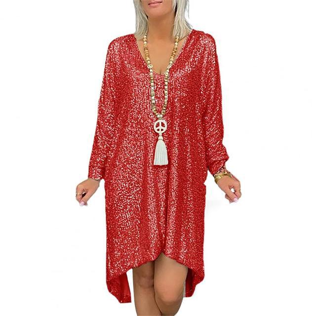 Damen Glitzerndes Kaftan-Kleid im lässigen Schnitt Drune