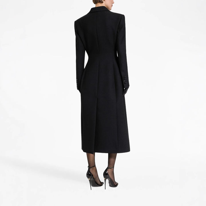 Damen Taillierter Longline-Mantel mit spitzem Revers und Gehschlitz Drune