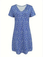 Damen Kurzarm Kleid mit floralem Design und bequemem Schnitt Drune