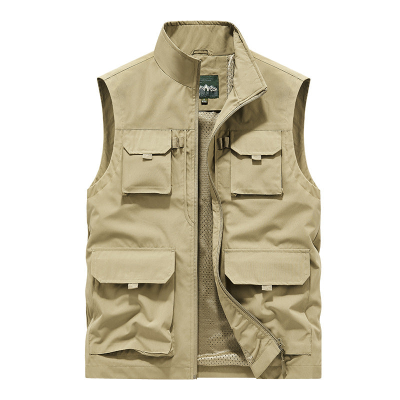 Herren Multifunktionale Outdoorweste mit Mehrfach-Taschen und atmungsaktivem Meshfutter Drune