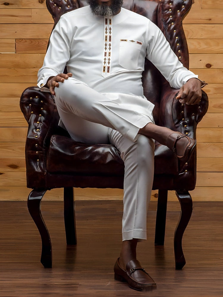 Herren traditionelles Kaftan-Outfit mit eleganten Stickereien Drune